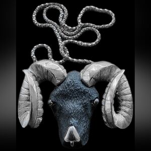 HUGE Vintage Rams Head ARIES Pendant